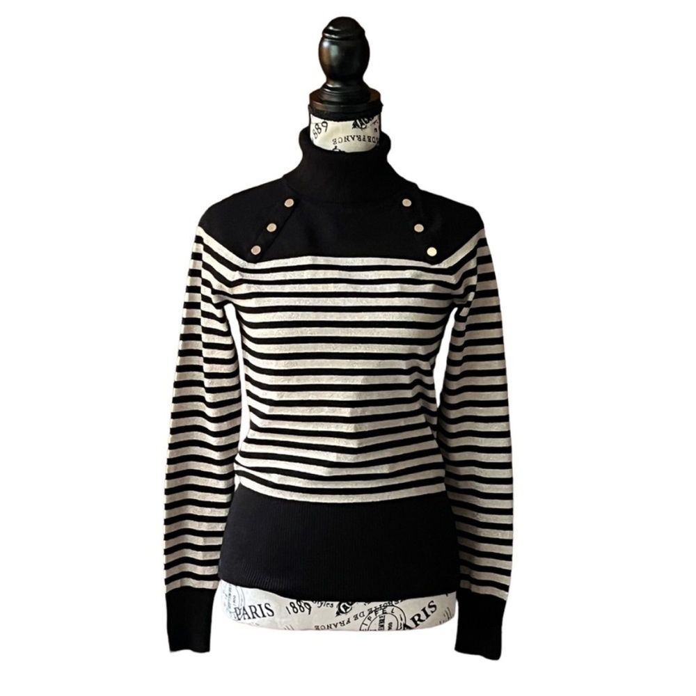 WHBM Black & Metallic Gold Turtleneck